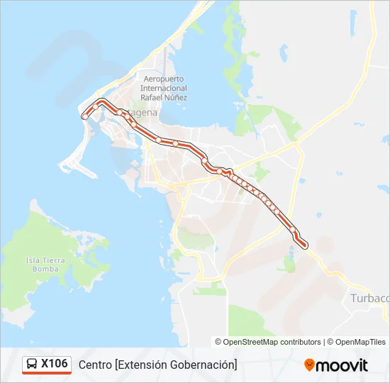 X106 Bus Line Map