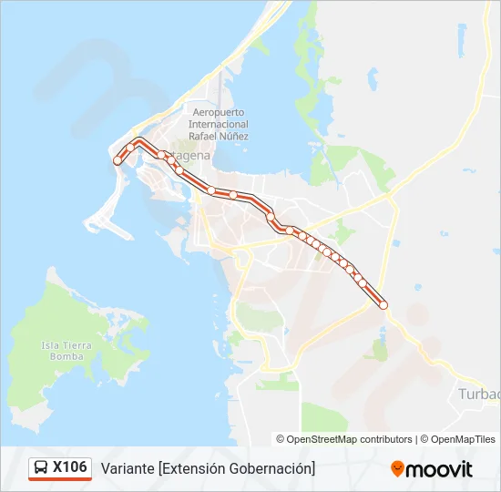 X106 Bus Line Map
