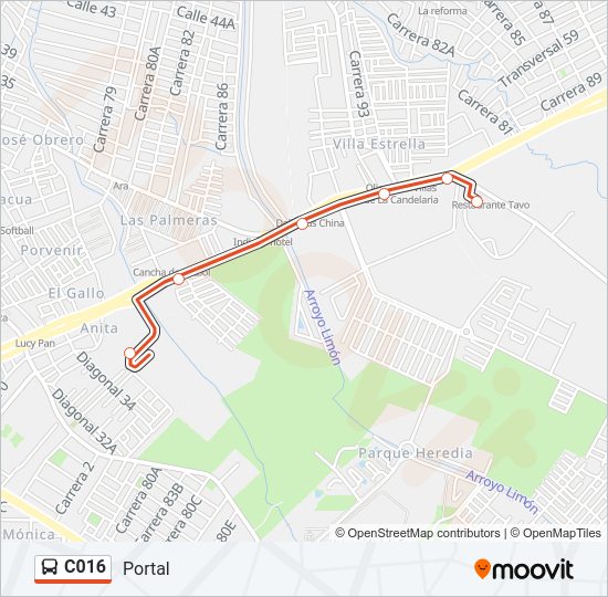 Mapa de C016 de autobús