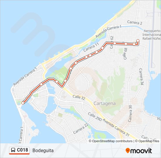 Mapa de C018 de autobús