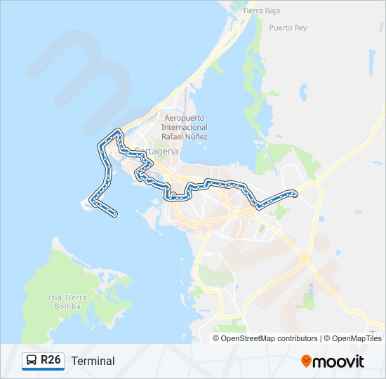 Mapa de R26 de autobús