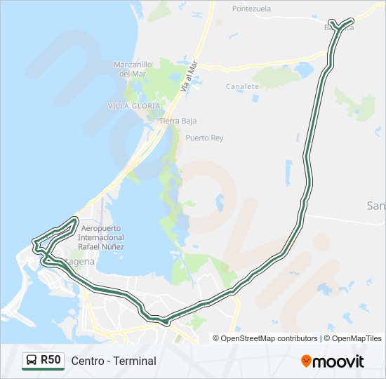 Mapa de R50 de autobús