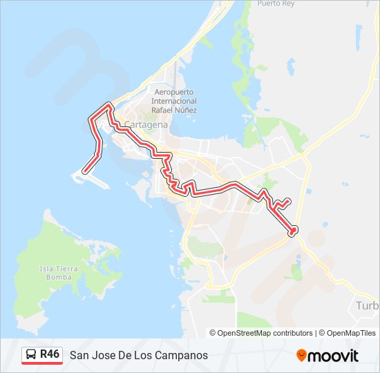 Mapa de R46 de autobús