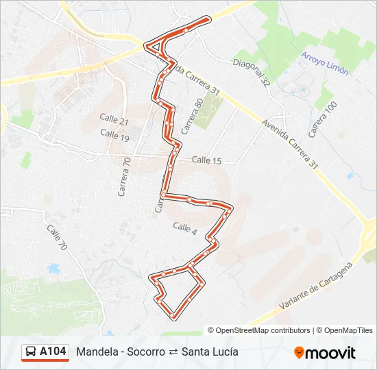 A104 Bus Line Map