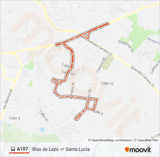 A107 Bus Line Map