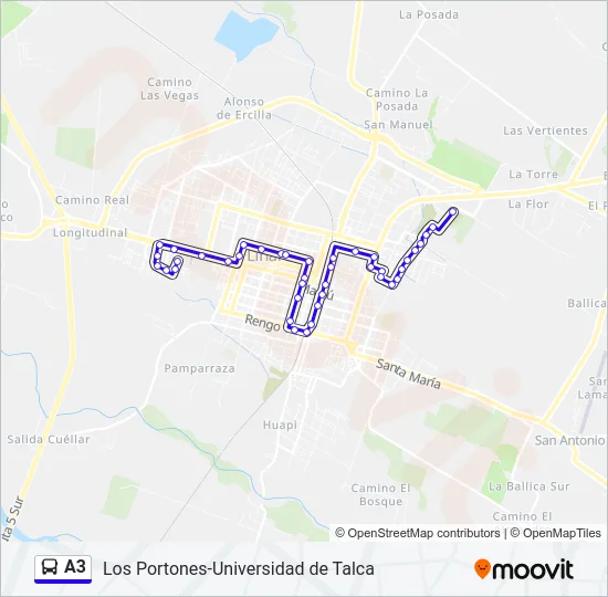 Mapa de A3 de autobús