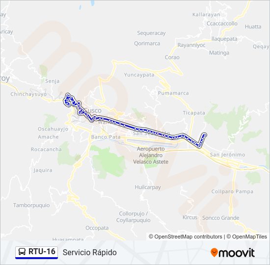 Mapa de RTU-16 de autobús