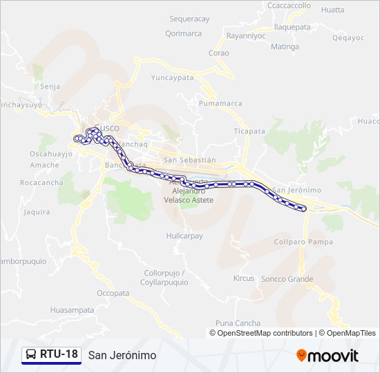 Mapa de RTU-18 de autobús