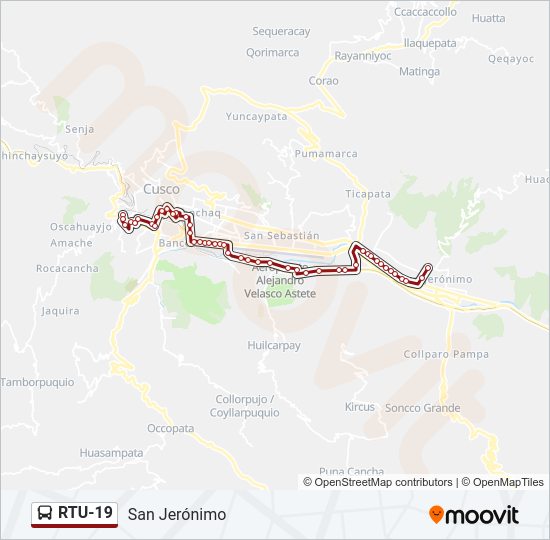 Mapa de RTU-19 de autobús