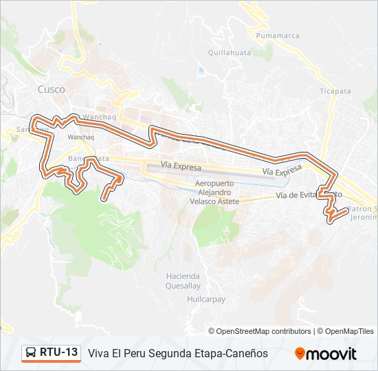 Mapa de RTU-13 de autobús