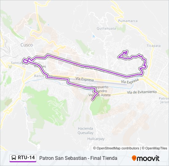 Mapa de RTU-14 de autobús