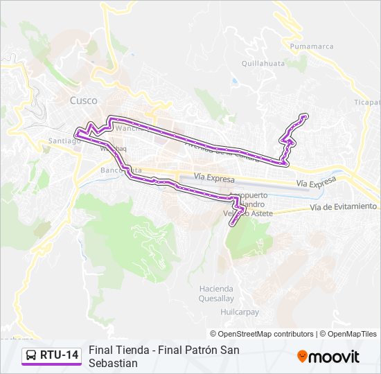 Mapa de RTU-14 de autobús