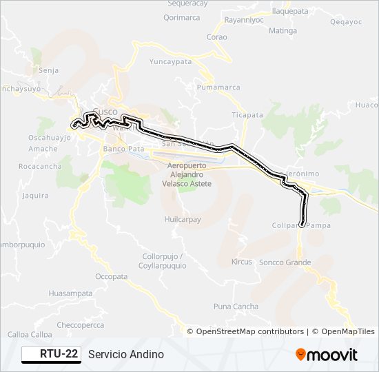 Mapa de RTU-22 de autobús