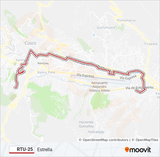 Mapa de RTU-25 de autobús