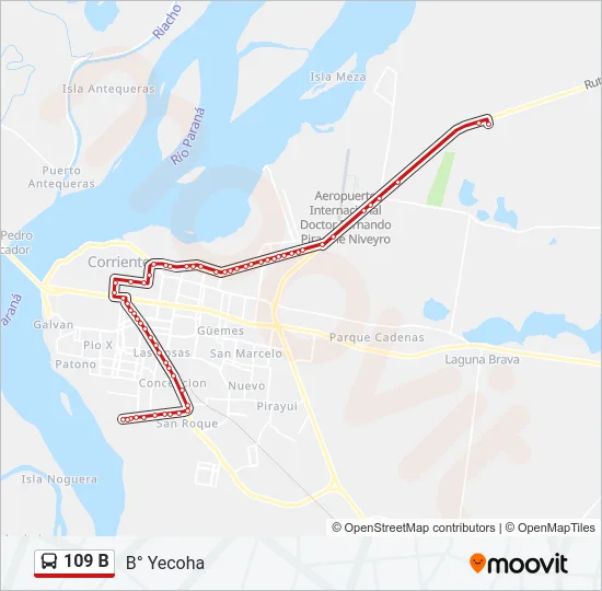 109 B Bus Line Map