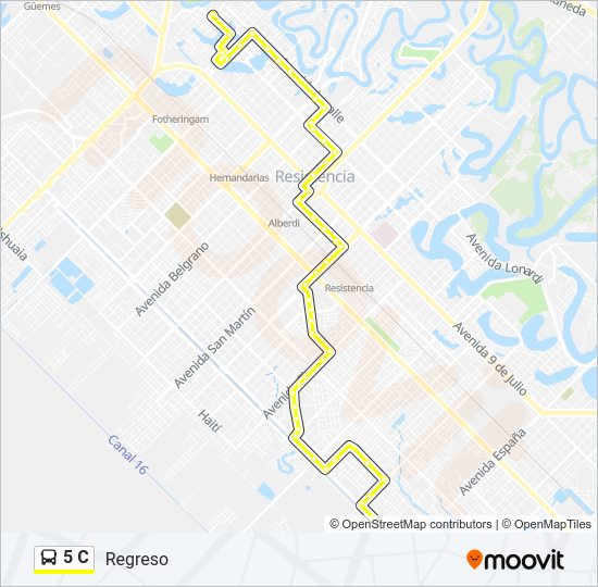 Mapa de 5 C de autobús