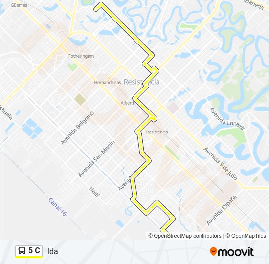 Mapa de 5 C de autobús