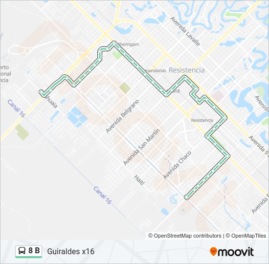 Mapa de 8 B de autobús