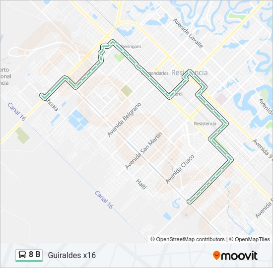 Mapa de 8 B de autobús