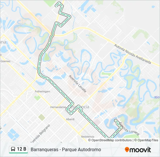 12 B Bus Line Map