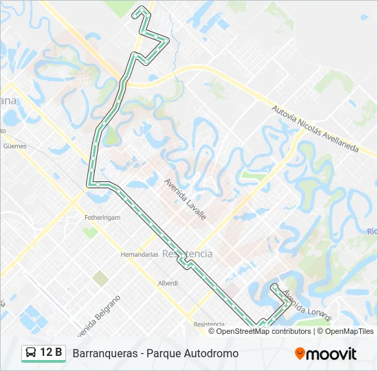 12 B Bus Line Map