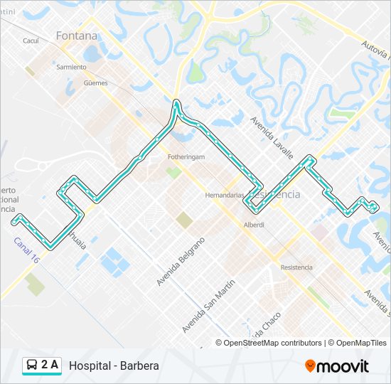 Mapa de 2 A de autobús