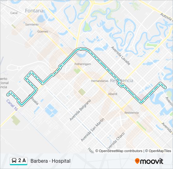 Mapa de 2 A de autobús