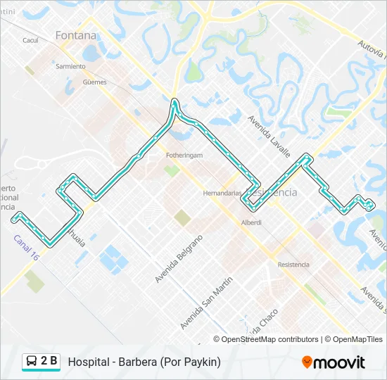2 B Bus Line Map