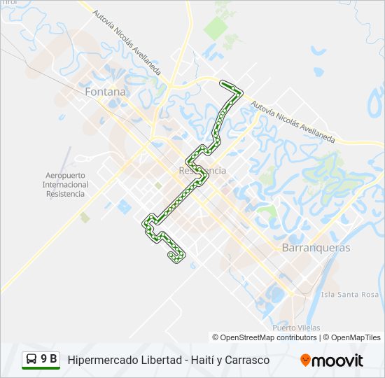 Mapa de 9 B de autobús