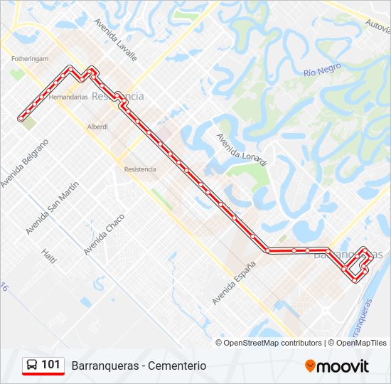 Mapa de 101 de autobús