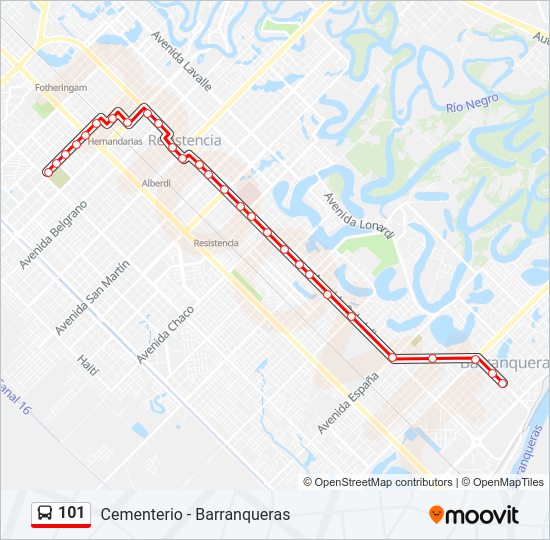 Mapa de 101 de autobús