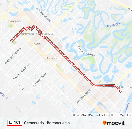 101 Bus Line Map