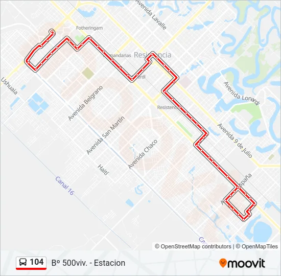 104 Bus Line Map