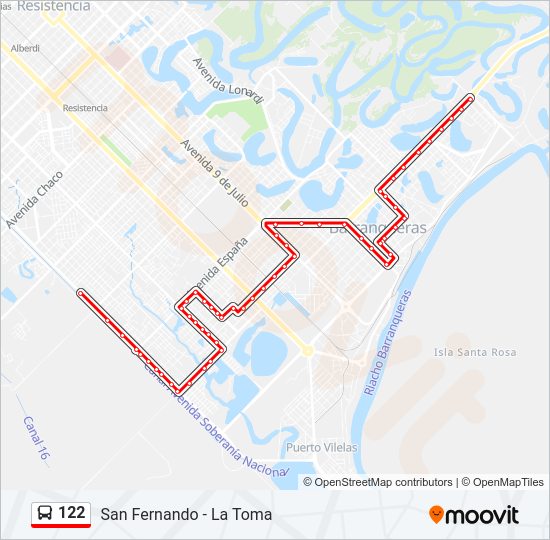 Mapa de 122 de autobús