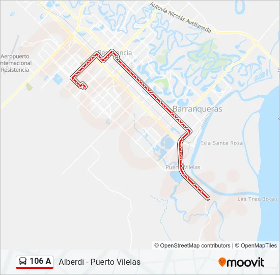 106 A Bus Line Map