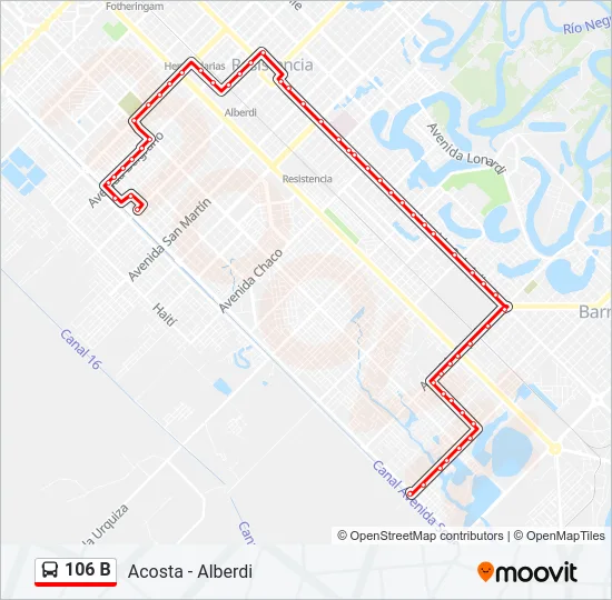 106 B Bus Line Map