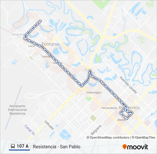 107 A Bus Line Map