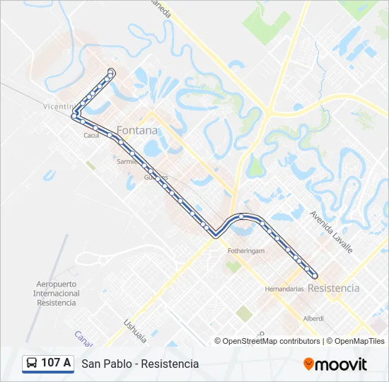 107 A Bus Line Map
