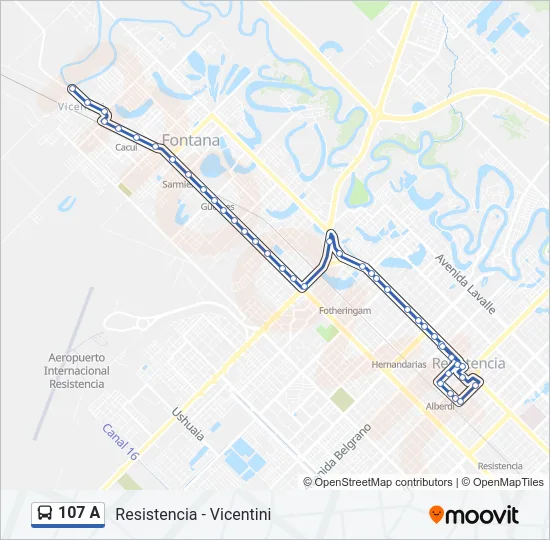 107 A Bus Line Map