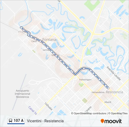 107 A Bus Line Map