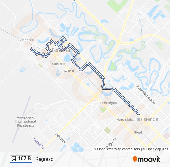 Ruta 107 b: horarios, paradas y mapas - Regreso (Actualizado)
