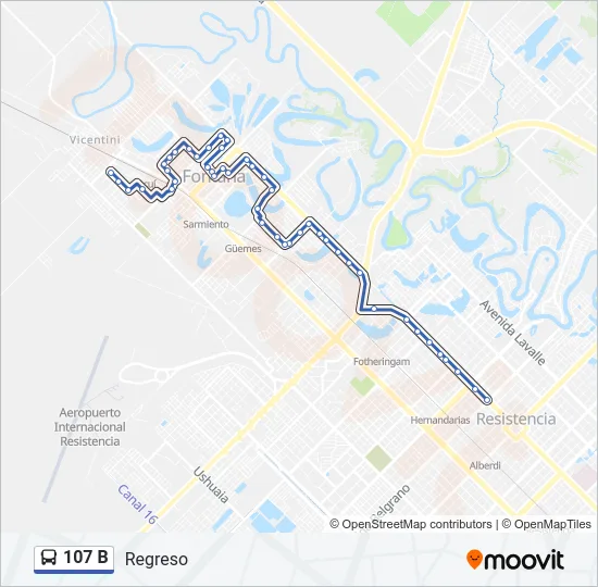 107 B Bus Line Map