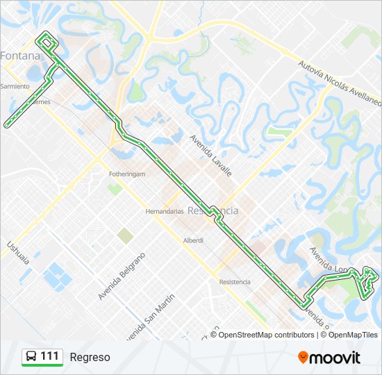 Mapa de 111 de autobús