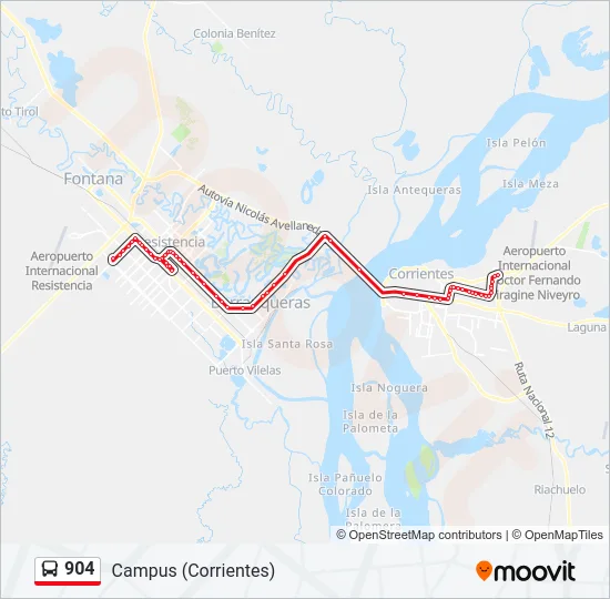 904 Bus Line Map