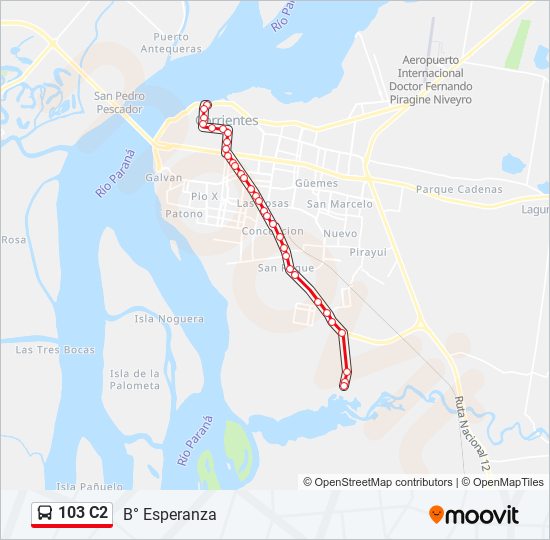 Mapa de 103 C2 de autobús