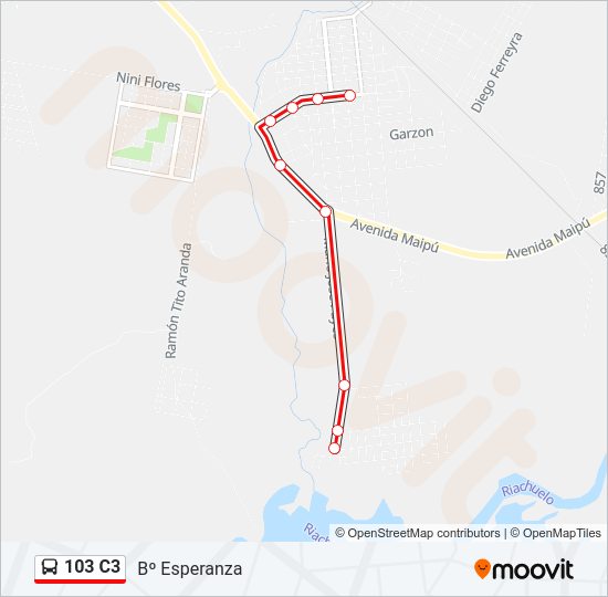 Mapa de 103 C3 de autobús