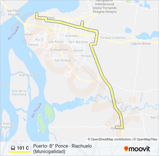 Mapa de 101 C de autobús