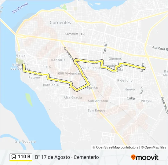 110 B Bus Line Map