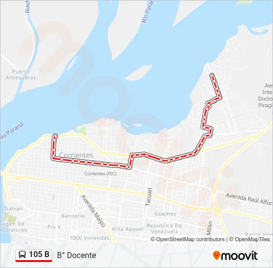 105 B Bus Line Map