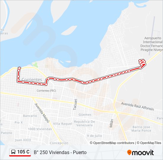 Ruta 105 c horarios paradas y mapas B 250 Viv. Actualizado